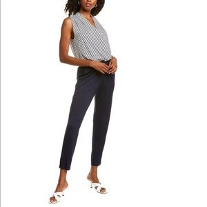Trina Turk Giselle Jumpsuit Navy Striped Surplice Extra Small (G)